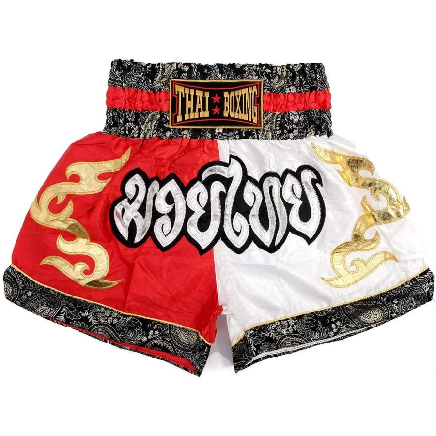1295円 オリジナル Argentumムエタイ ボクシングパンツ 本場タイ製造 子ども用 キッズ用 サイズ レッドホワイト