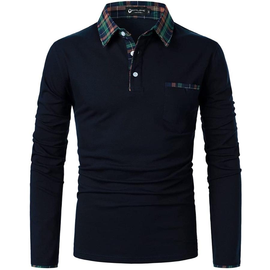 最先端 Sttlzmc メンズ コットン 長袖 ポロシャツ カジュアル ゴルフウェ テニス シャツ Z ブルー 2xl 50 Off Www Aqtsolutions Com