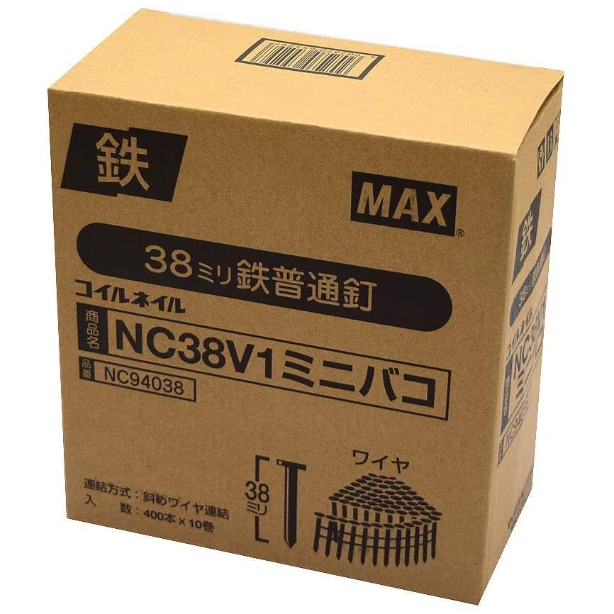 スーパーセール期間限定 マックス 新色追加 ワイヤー連結ななめ釘 NC38V1 ミニ箱 10巻