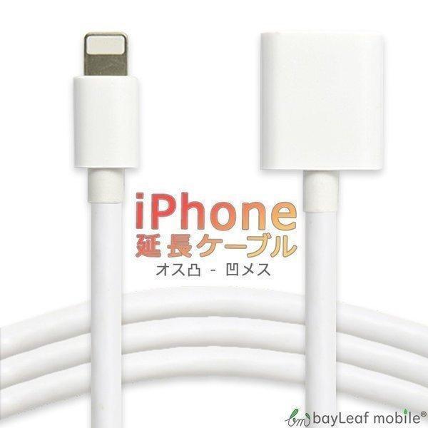 iPhone 延長 ケーブル iPad iPod 充電 データ 出力 転送 オス メス ホワイト 白 1.0ｍ | 