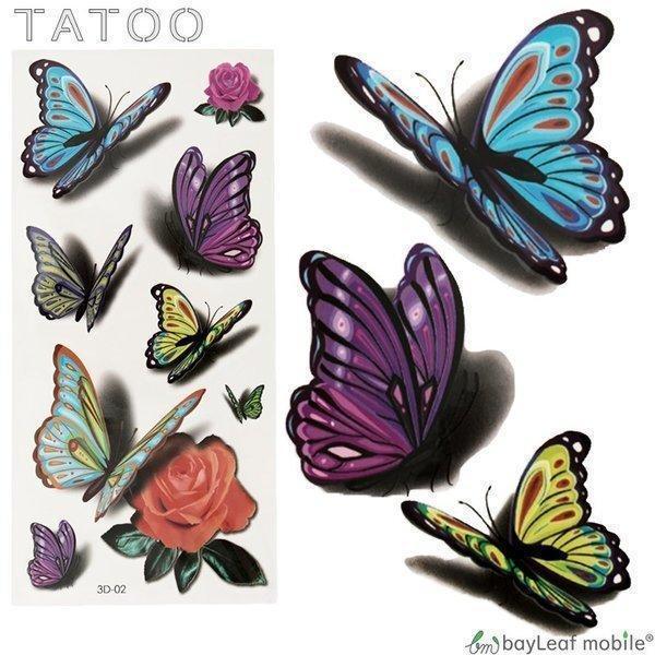 タトゥーシール タトゥー シール 3d 蝶 バラ 防水 ボディシール Tatoo 入れ墨 刺青 転写 防水 かわいい カラフル 3d 02 Tatoo 3d 02 セレクトショップbt 通販 Yahoo ショッピング