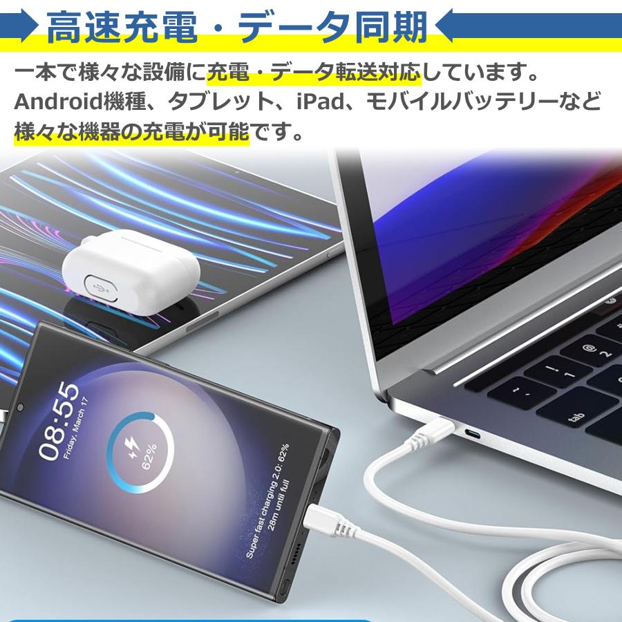 タイプC to タイプC ケーブル 20cm 100W PD対応 急速 充電 短い Power Delivery USB 3.1 e-Marker Type-C 高速 データ通信 充電器 高耐久 安心 安全 |  | 02