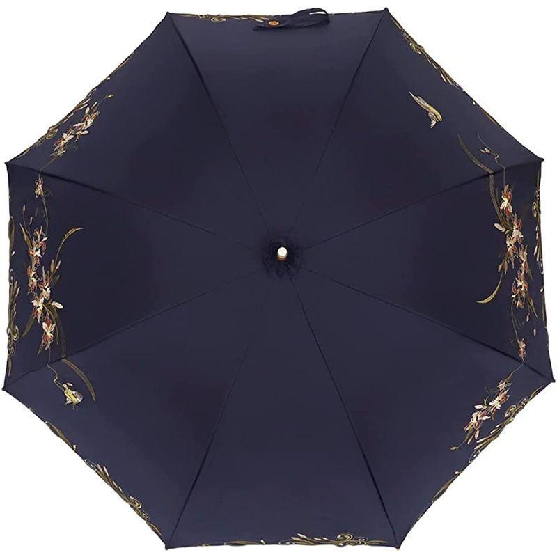 日傘 晴雨兼用 女優日傘 長日傘 刺繍 完全遮光 遮熱 UVカット かわず張り 涼しい 特殊2重張り 全面刺繍 (シャガ・ネイビー) 女優日傘 かわず張り 晴雨兼用 長日傘 刺繍 完全遮光 遮熱 UVカット 涼しい 特殊2重張り 全面刺繍 シャガ ネイビー