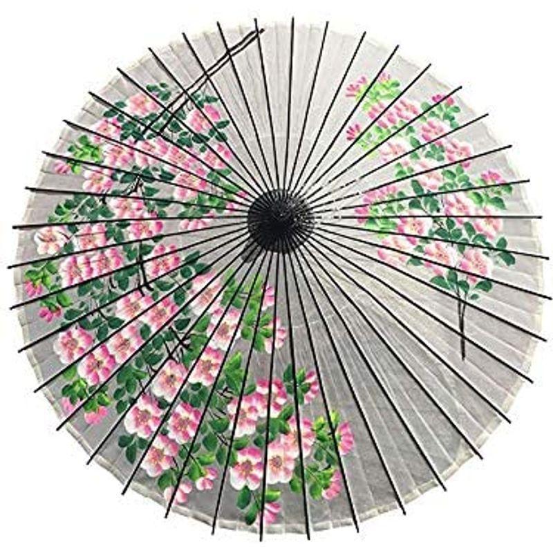 山本竹細工屋 （YAMAMOTOTAKIZAYIKUYA) 和傘 絹傘 桜絵 継柄 踊り傘 (白色) 継柄 　 約 YAMAMOTOTAKIZAYIKUYA 和傘 絹傘 桜絵 踊り傘 白色 サイズ