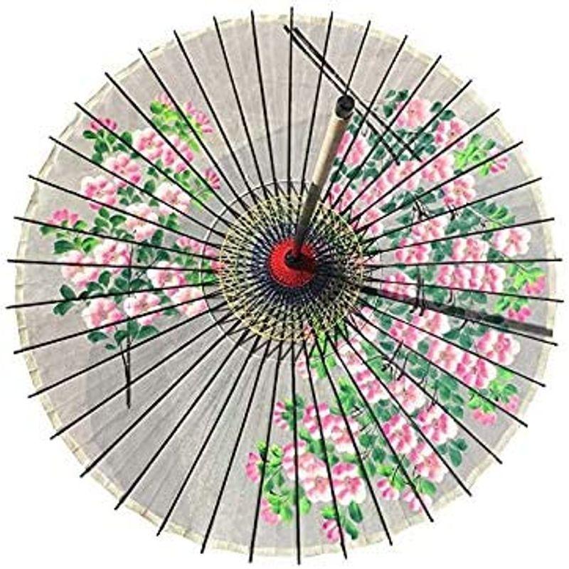 山本竹細工屋 （YAMAMOTOTAKIZAYIKUYA) 和傘 絹傘 桜絵 継柄 踊り傘 (白色) 継柄 　 約 YAMAMOTOTAKIZAYIKUYA 和傘 絹傘 桜絵 踊り傘 白色 サイズ