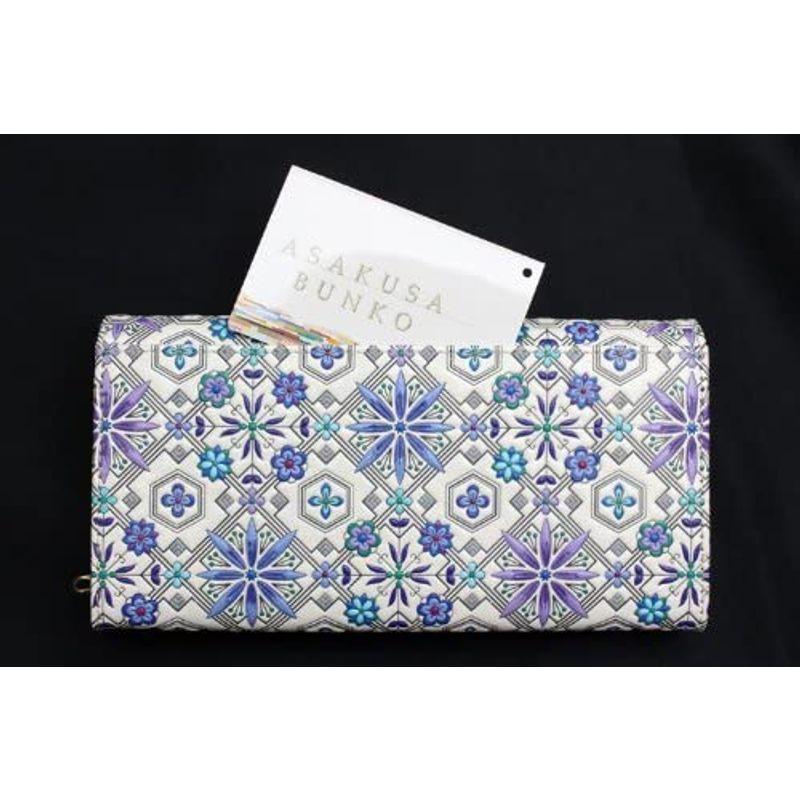 新入荷！ 浅草文庫 花菱 日本製 かぶせ 長財布 本革 江戸小紋 小銭入れ有り (BLUE) 【ZYX7226827440】(26101円)