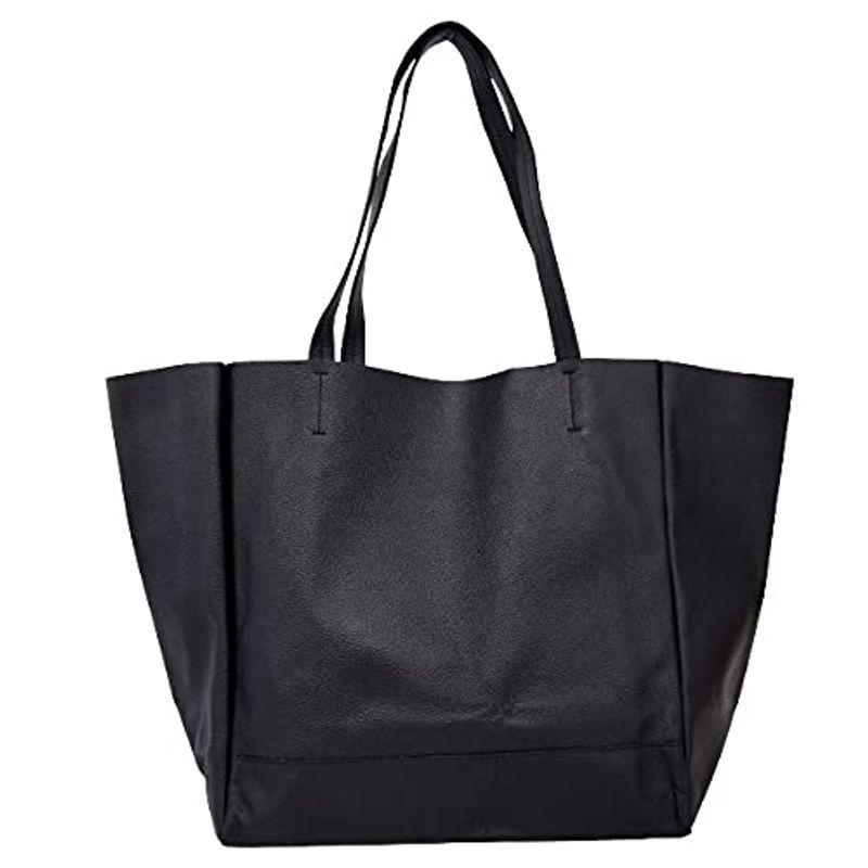 アクアレザー 本革 トートバッグ 洗える 無地 キャンバス レザー レディース ブラック(12295円)