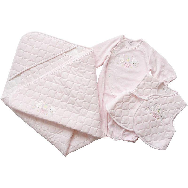 【新登場】 コットンスムース 日本製 出産準備3点セット ドレス・アフガン・ベスト ピンク 【1724692446】(10286円)