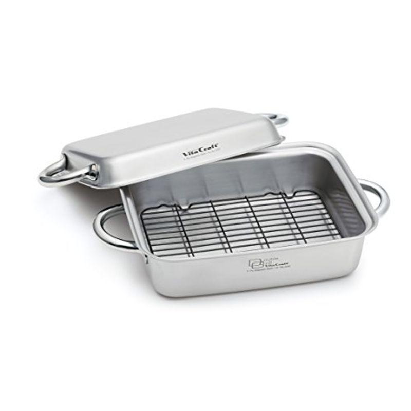 ビタクラフト 両手鍋 IH対応 ダブルグリル レシピ付き 燻製器 蒸し器にも 3900 シルバー