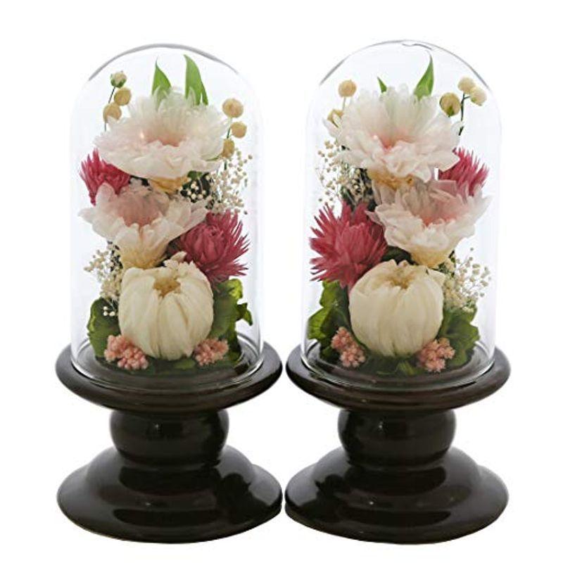 アートフォーシーズン 仏花 ●（茶系）ミニ輪菊glass 対デザイン２個SETピンク プリザーブドフラワー