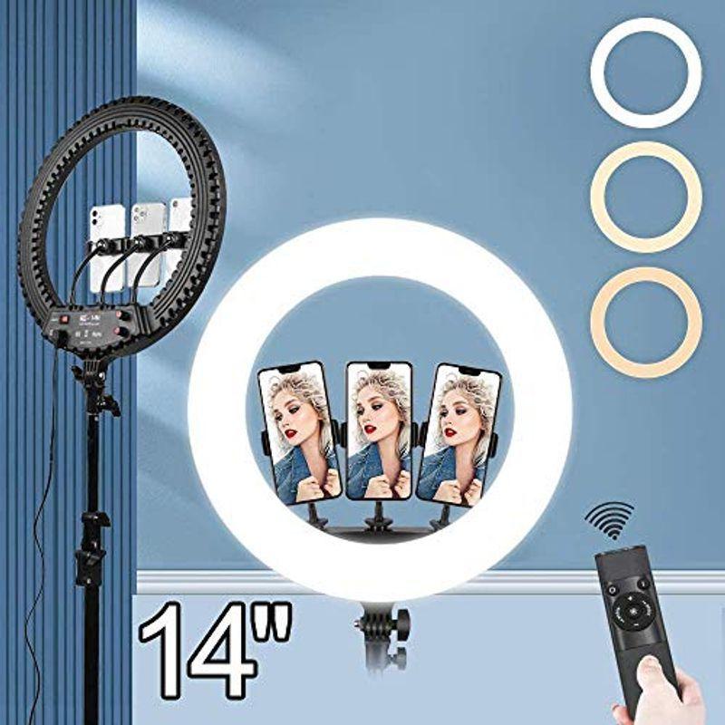 LEDリングライト14インチ/35CM 撮影ビデオライト補助光 3000K-6500K調光可能 34W 角度調節 360° /リモコン付き/