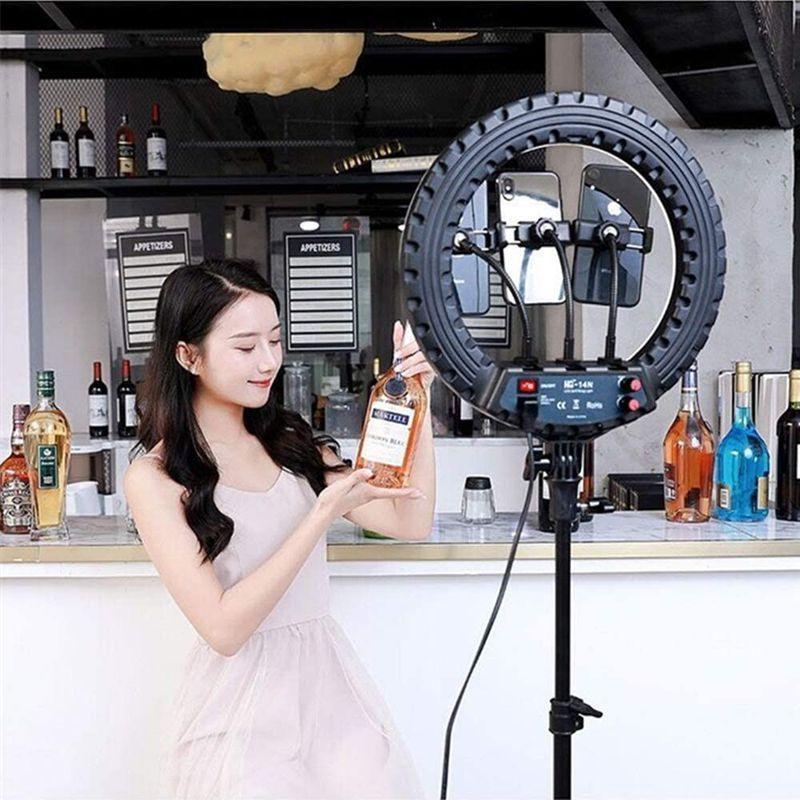 LEDリングライト14インチ/35CM 撮影ビデオライト補助光 3000K-6500K調光可能 34W 角度調節 360° /リモコン付き/ 撮影ビデオライト補助光 3000K 6500K調光可能 34W 角度調節 /リモコン付き/
