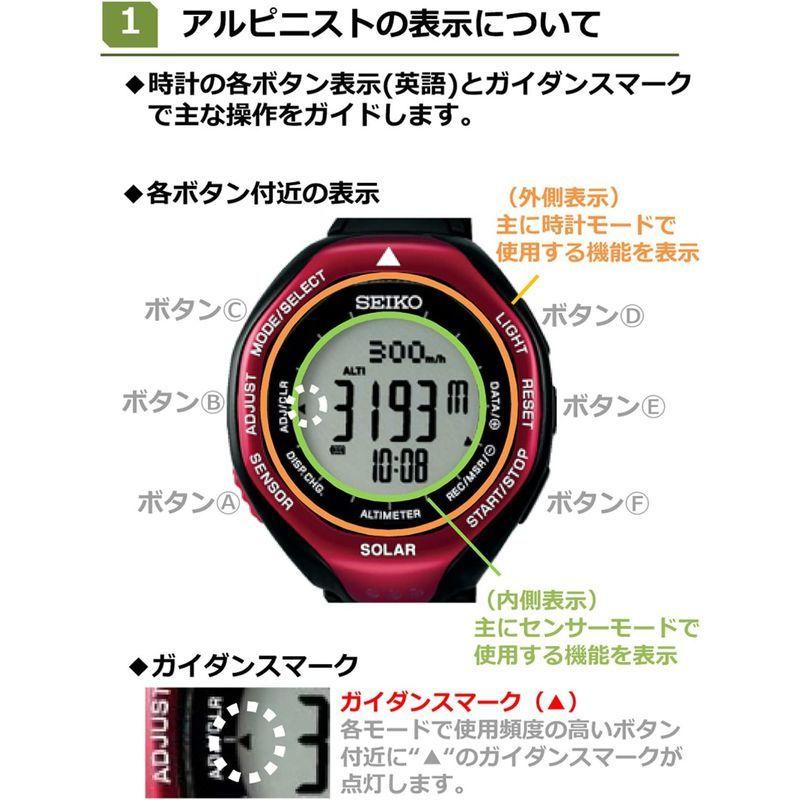 腕時計、アクセサリー セイコー(SEIKO) 冒険家 三浦豪太氏監修 登山用 ソーラー デジタルウォッチ 「アルピニスト」 (女性向け) SBEB027