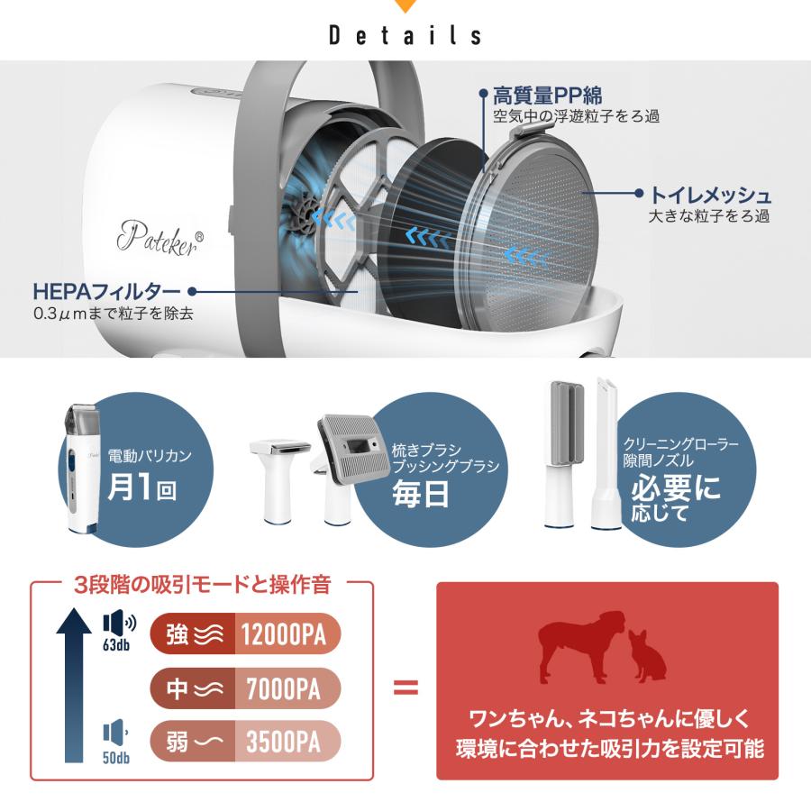Pateker（パテッカー） ペット バリカンセット 吸引機 5in1 掃除機