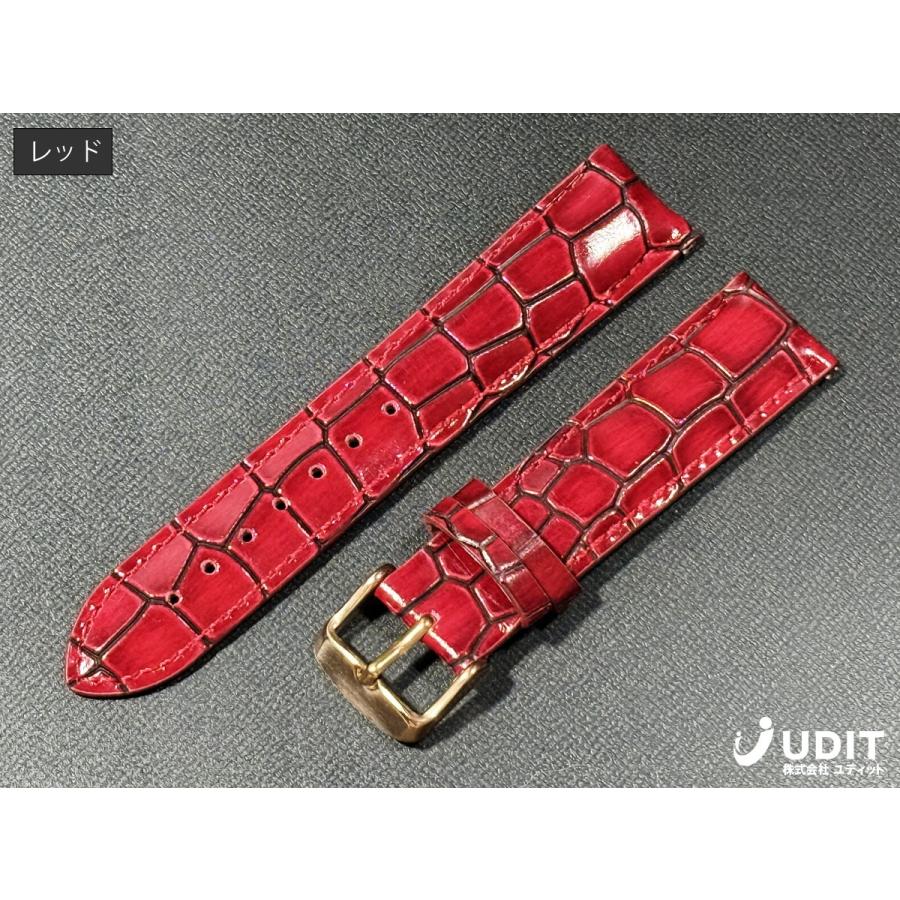 ラグ幅18mm 20mm 22mm クロコダイル型押し 本革 腕時計レザーベルト