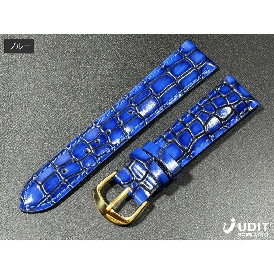 ラグ幅18mm 20mm 22mm クロコダイル型押し 本革 腕時計レザーベルト