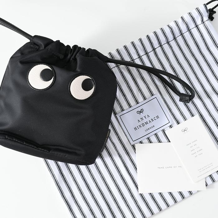 ANYA HINDMARCH アニヤ ハインドマーチ ポーチ 152983 Eyes Drawstring レディース 黒 ブラック 小物入れ 無地 人気 おすすめ ギフト｜selectshopfelice｜08