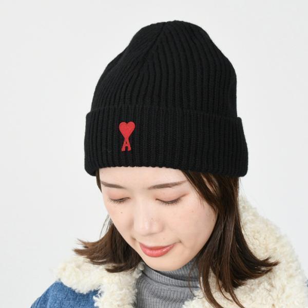 新品未着用 Ami Paris メリノウールビーニー ニット帽 黒 ブラック ami - 新品未着用 Ami Paris メリノウールビーニー ニット帽