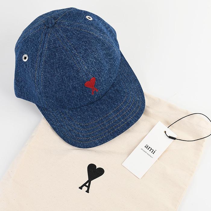 ami キャップ　AMI ALEXANDRE MATTIUSSI ★タグ付★ AMI PARIS アミ パリス デニムキャップ 帽子 UCP006DE0031 480