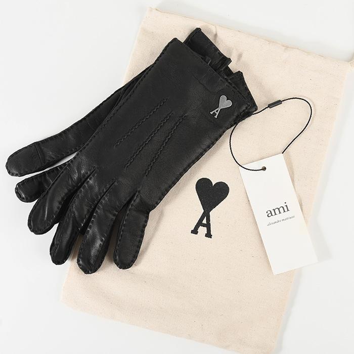amiparis ロゴ手袋 ブラック AMI PARIS アミパリス】ロゴ 手袋