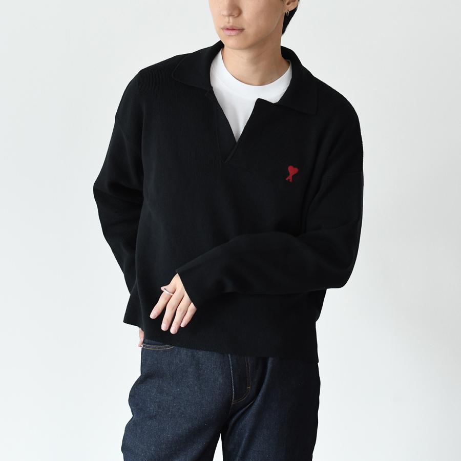 ami alexandre mattiussi ジップカラー セーター AMI Alexandre Mattiussi Ami paris アミパリス ロゴ刺しゅう