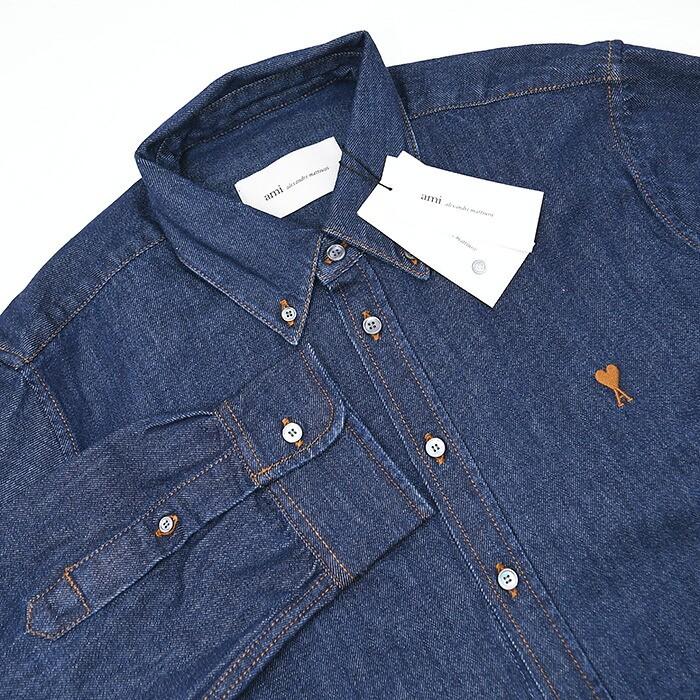 【QR確認済】アミアレクサンドルマテュッシ オーバーサイズ 刺繍ロゴデニムシャツ AMI Alexandre Mattiussi AMI ALEXANDRE MATTIUSSI AMI DE COEUR