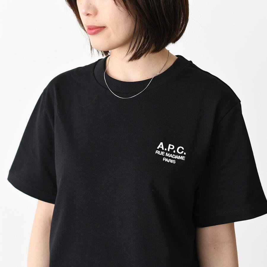 A.P.C APC アーペーセー Tシャツ Raymond COHBU M26388 ロゴT トップス レディース ユニセックス ブラック ホワイト コットン クルーネック クラシックの画像