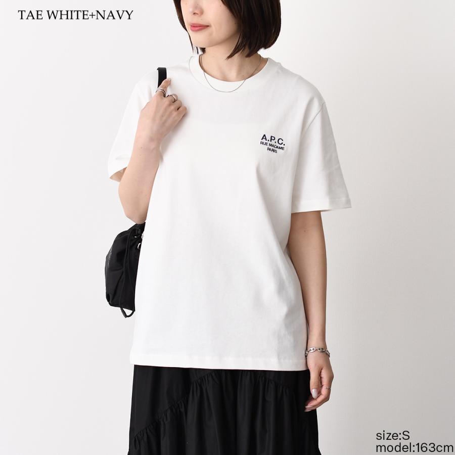 A.P.C APC アーペーセー Tシャツ Raymond COHBU M26388 ロゴT トップス レディース ユニセックス ブラック ホワイト コットン クルーネック クラシックの画像