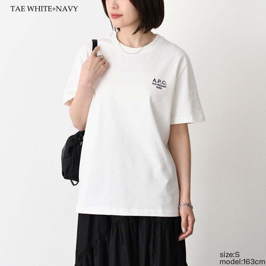 A.P.C APC アーペーセー Tシャツ Raymond COHBU M26388 ロゴT トップス レディース ユニセックス ブラック ホワイト コットン クルーネック クラシックの画像