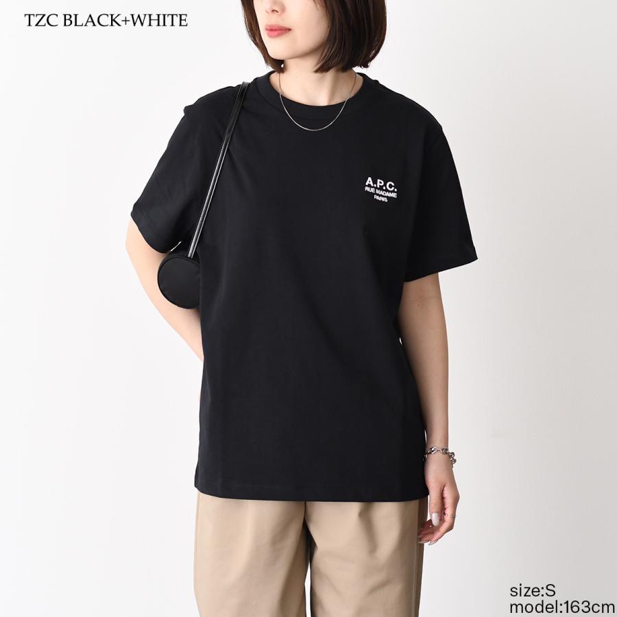 A.P.C APC アーペーセー Tシャツ Raymond COHBU M26388 ロゴT トップス レディース ユニセックス ブラック ホワイト コットン クルーネック クラシックの画像
