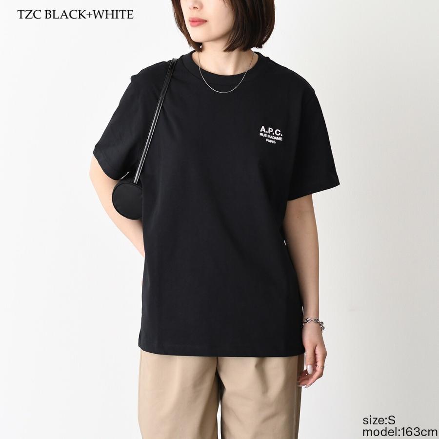 A.P.C APC アーペーセー Tシャツ Raymond COHBU M26388 ロゴT トップス レディース ユニセックス ブラック ホワイト コットン クルーネック クラシックの画像