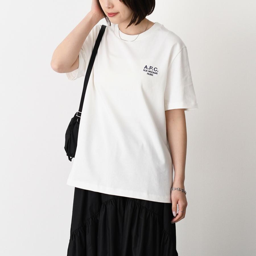 A.P.C APC アーペーセー Tシャツ Raymond COHBU M26388 ロゴT トップス レディース ユニセックス ブラック ホワイト コットン クルーネック クラシックの画像