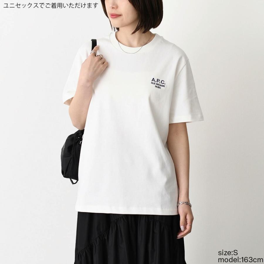 A.P.C APC アーペーセー Tシャツ Raymond COHBU M26388 ロゴT トップス メンズ ユニセックス ブラック ホワイト クルーネック クラシックカット 厚手 コットンの画像
