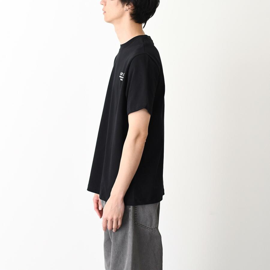 A.P.C APC アーペーセー Tシャツ Raymond COHBU M26388 ロゴT トップス メンズ ユニセックス ブラック ホワイト クルーネック クラシックカット 厚手 コットンの画像