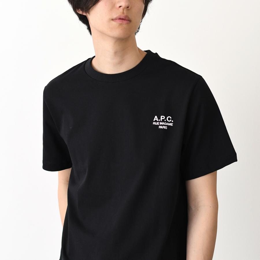A.P.C APC アーペーセー Tシャツ Raymond COHBU M26388 ロゴT トップス メンズ ユニセックス ブラック ホワイト クルーネック クラシックカット 厚手 コットンの画像