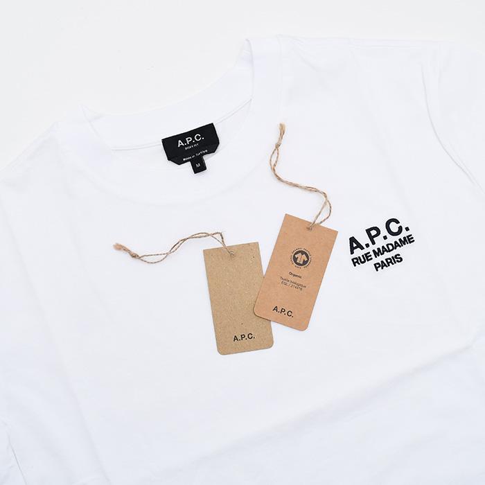 A.P.C アーペーセー Tシャツ トップス BOXY RUE MADAME COHBM F26389 コットン レディース ホワイト ロゴ 半袖 ボクシー シンプル 春 夏 カジュアル APCの画像