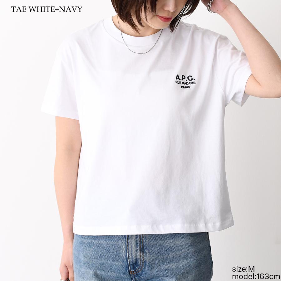 A.P.C アーペーセー Tシャツ トップス BOXY RUE MADAME COHBM F26389 コットン レディース ホワイト ロゴ 半袖 ボクシー シンプル 春 夏 カジュアル APCの画像