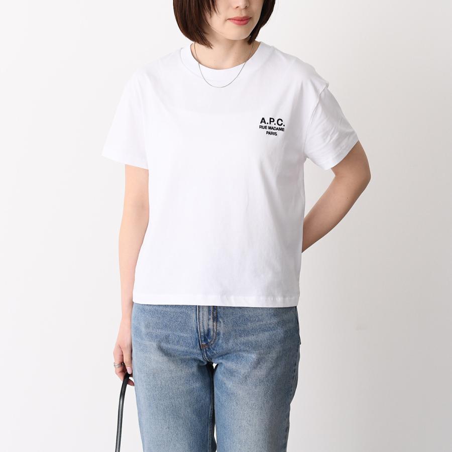 A.P.C アーペーセー Tシャツ トップス BOXY RUE MADAME COHBM F26389 コットン レディース ホワイト ロゴ 半袖 ボクシー シンプル 春 夏 カジュアル APCの画像