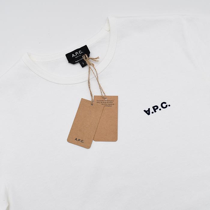 A.P.C アーペーセー Tシャツ カットソー BOXY PETIT VPC Tシャツ COHBQ F26390 レディース ホワイト コットン ロゴ 半袖 クロップド丈 ルーズフィットの画像