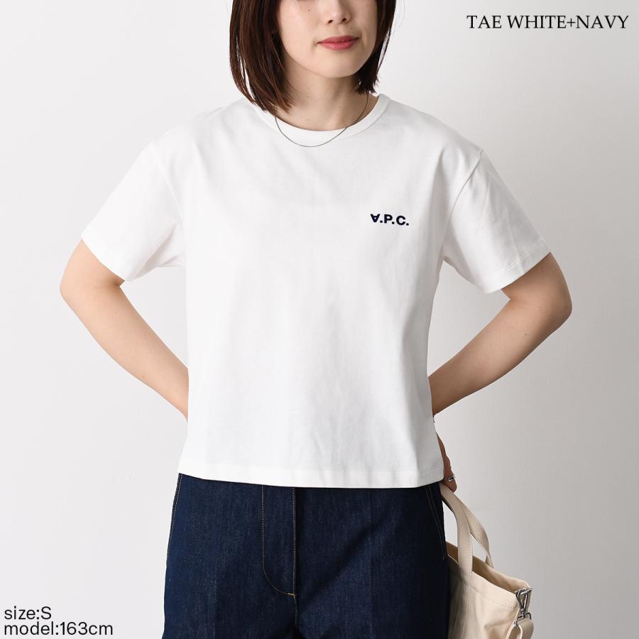 A.P.C アーペーセー Tシャツ カットソー BOXY PETIT VPC Tシャツ COHBQ F26390 レディース ホワイト コットン ロゴ 半袖 クロップド丈 ルーズフィットの画像