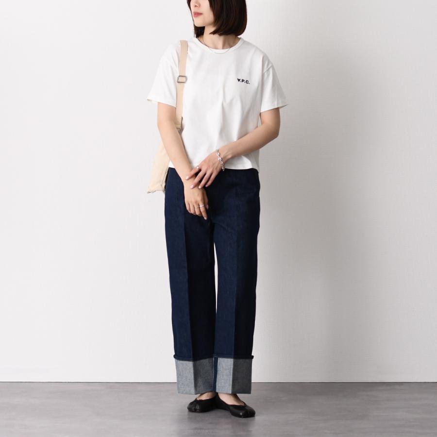 A.P.C アーペーセー Tシャツ カットソー BOXY PETIT VPC Tシャツ COHBQ F26390 レディース ホワイト コットン ロゴ 半袖 クロップド丈 ルーズフィットの画像