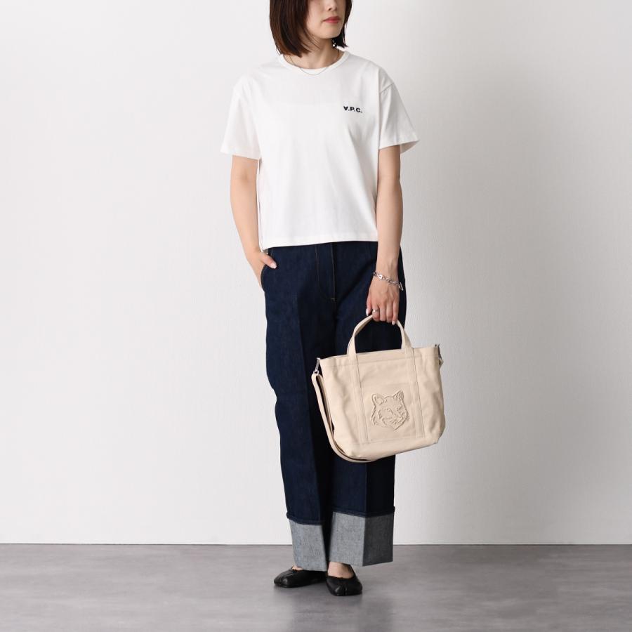 A.P.C アーペーセー Tシャツ カットソー BOXY PETIT VPC Tシャツ COHBQ F26390 レディース ホワイト コットン ロゴ 半袖 クロップド丈 ルーズフィットの画像