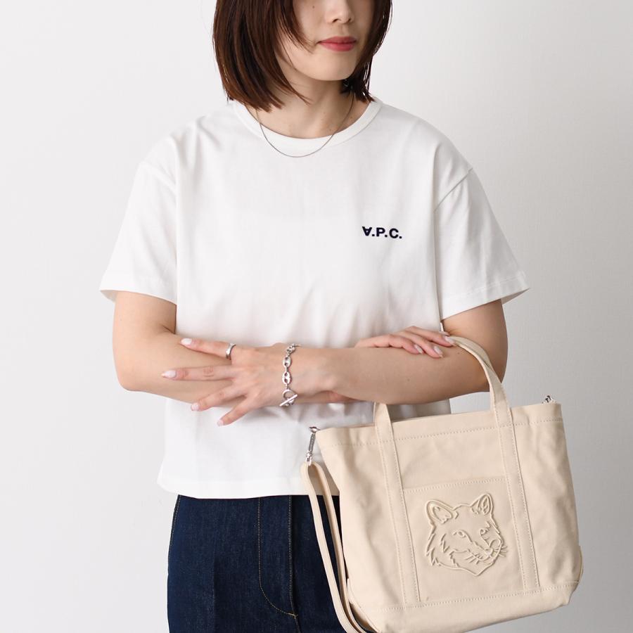 A.P.C アーペーセー Tシャツ カットソー BOXY PETIT VPC Tシャツ COHBQ F26390 レディース ホワイト コットン ロゴ 半袖 クロップド丈 ルーズフィットの画像