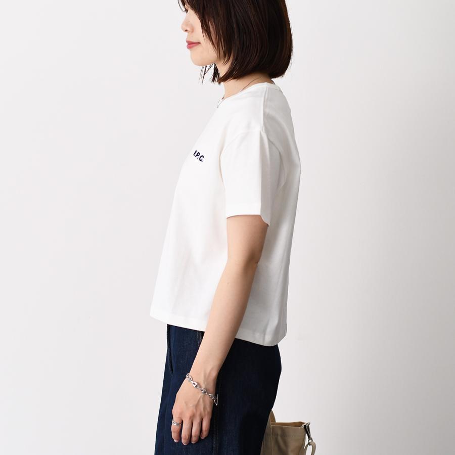 A.P.C アーペーセー Tシャツ カットソー BOXY PETIT VPC Tシャツ COHBQ F26390 レディース ホワイト コットン ロゴ 半袖 クロップド丈 ルーズフィットの画像