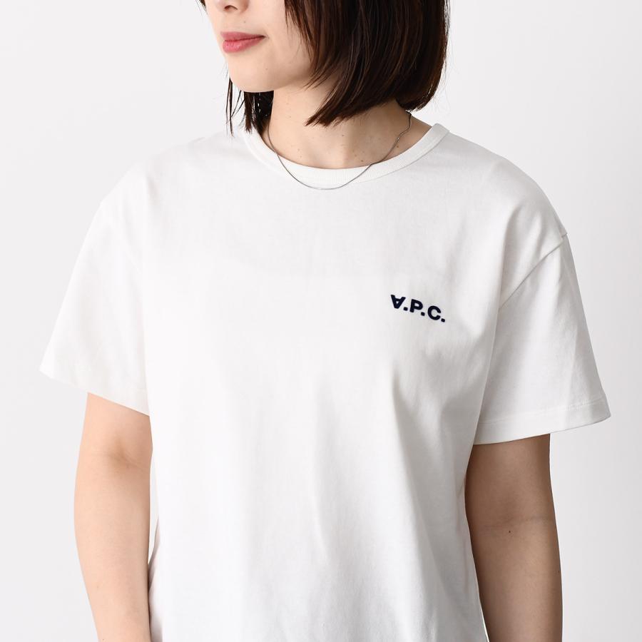 A.P.C アーペーセー Tシャツ カットソー BOXY PETIT VPC Tシャツ COHBQ F26390 レディース ホワイト コットン ロゴ 半袖 クロップド丈 ルーズフィットの画像