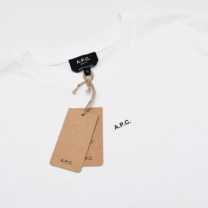 A.P.C アーペーセー Tシャツ BOXY MICRO LOGO Tシャツ COHBW F26387 レディース ホワイト ブラック オーガニックコットン マイクロロゴ 半袖 クルーネックの画像