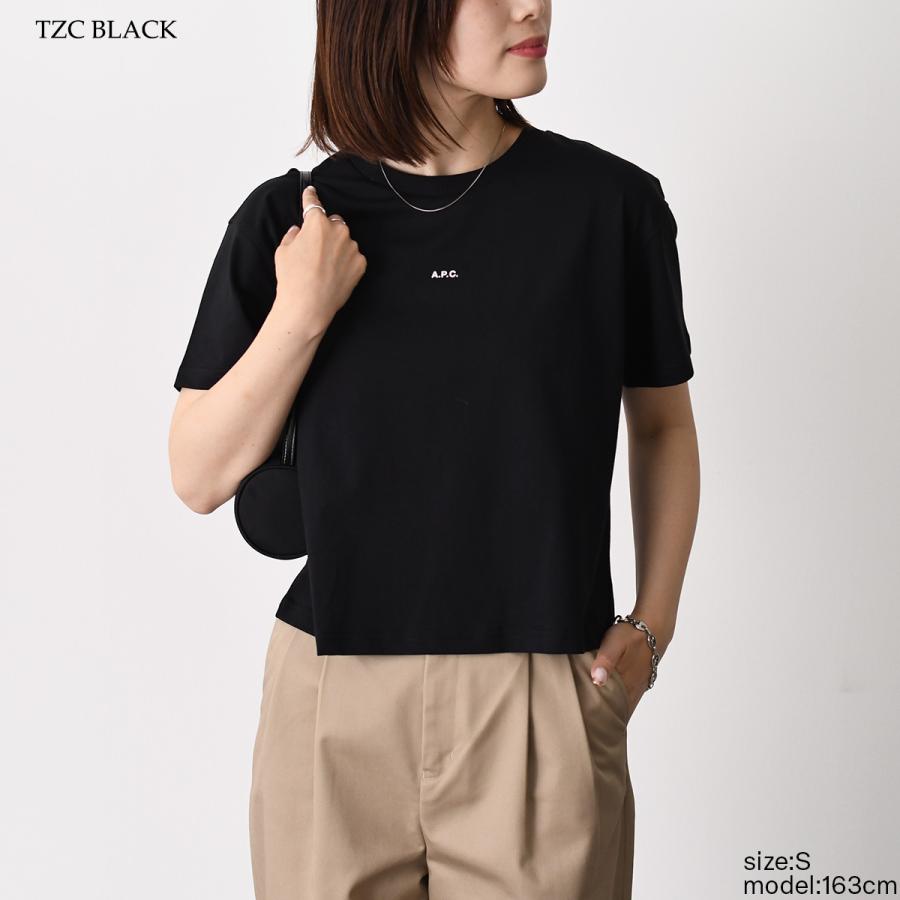 A.P.C アーペーセー Tシャツ BOXY MICRO LOGO Tシャツ COHBW F26387 レディース ホワイト ブラック オーガニックコットン マイクロロゴ 半袖 クルーネックの画像