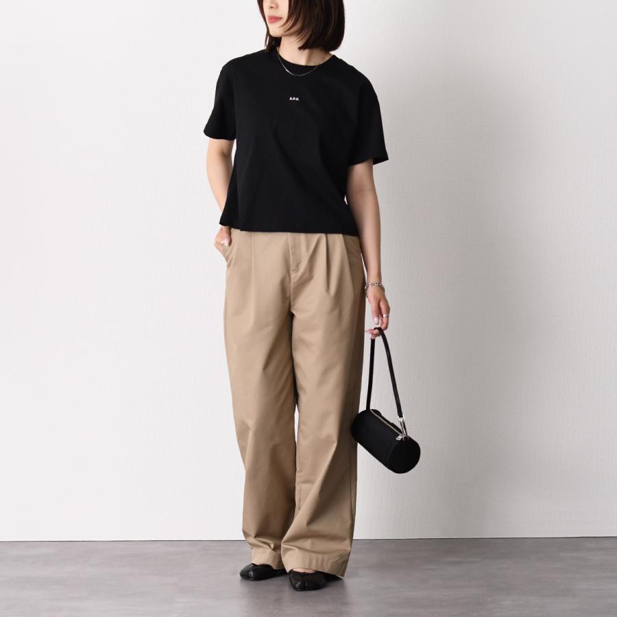 A.P.C アーペーセー Tシャツ BOXY MICRO LOGO Tシャツ COHBW F26387 レディース ホワイト ブラック オーガニックコットン マイクロロゴ 半袖 クルーネックの画像