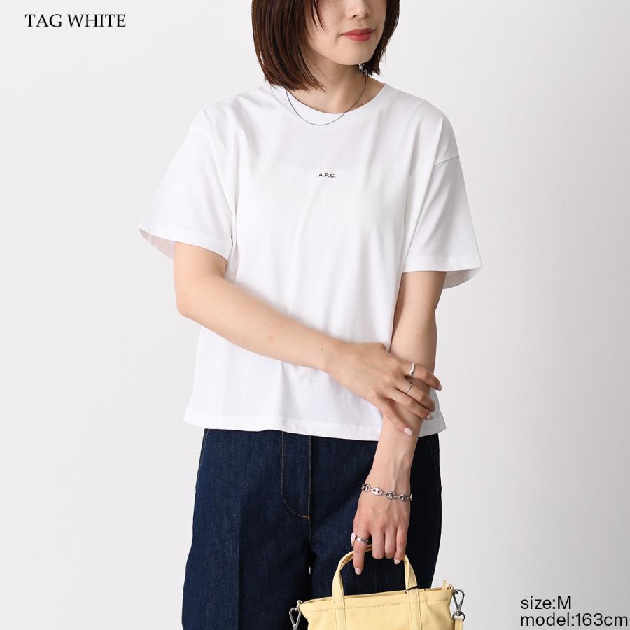 A.P.C アーペーセー Tシャツ BOXY MICRO LOGO Tシャツ COHBW F26387 レディース ホワイト ブラック オーガニックコットン マイクロロゴ 半袖 クルーネックの画像