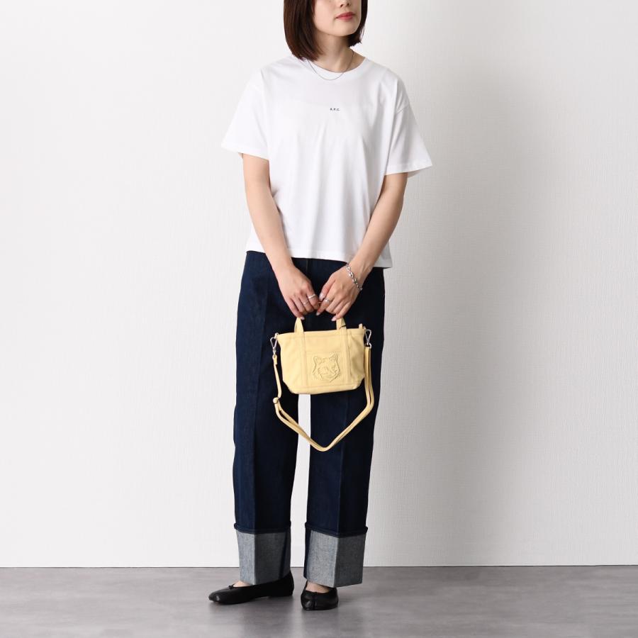 A.P.C アーペーセー Tシャツ BOXY MICRO LOGO Tシャツ COHBW F26387 レディース ホワイト ブラック オーガニックコットン マイクロロゴ 半袖 クルーネックの画像